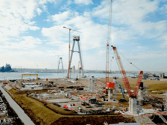 Canadian Bridge Site Progress, April 13, 2022 – Courtesy Gordie Howe International Bridge Project